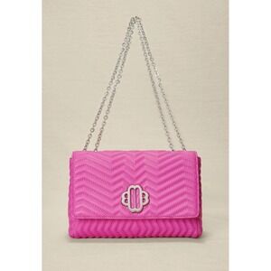 Maje Rose Fluo Quilted Shoulder Bag Chevron Chain Strap‎ Designer Purse NWT